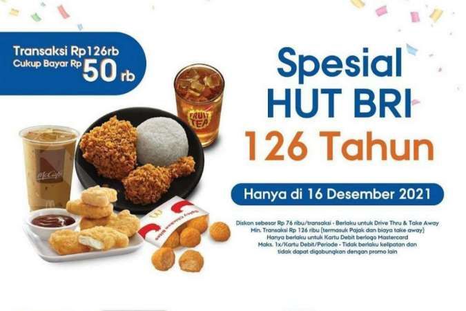 Nikmati McD Promo BRI, Beli Makanan Rp 126.000 Cukup Bayar Rp 50.000!