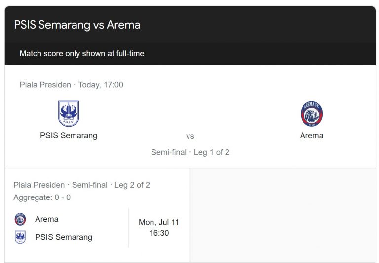 Prediksi Semifinal Piala Presiden 2022 PSIS vs Arema FC